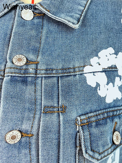 Floral Print Denim Jacket