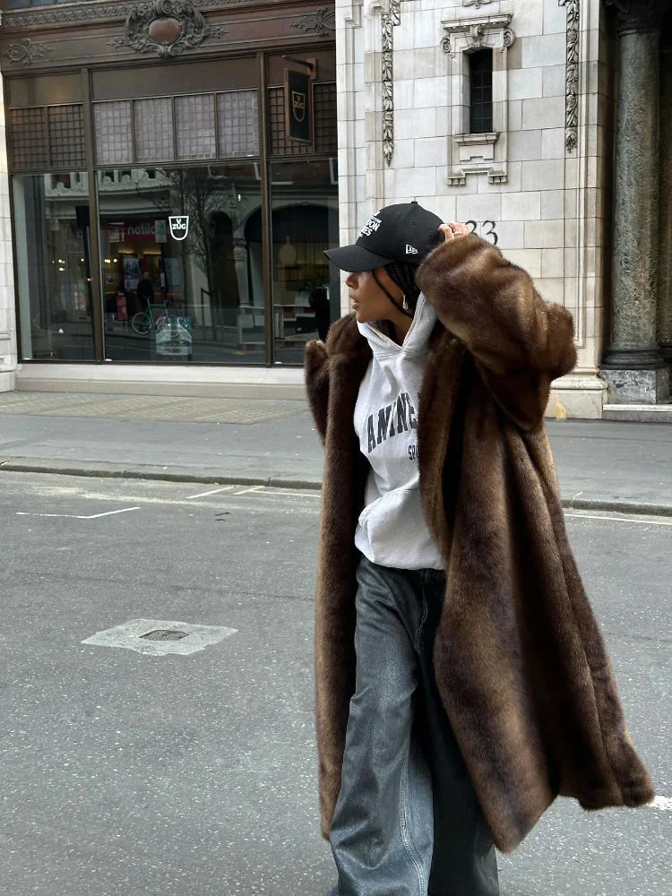 Colette Long Plush Faux Fur Coat