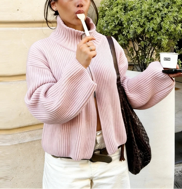 Rosalie Striped Zip-Up Cardigan