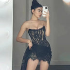 Women’s Strapless Lace Evening Dress
