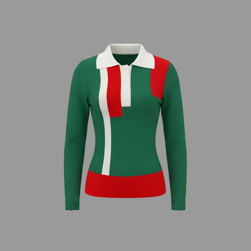 Sophia Contrast Button Knit Sweater