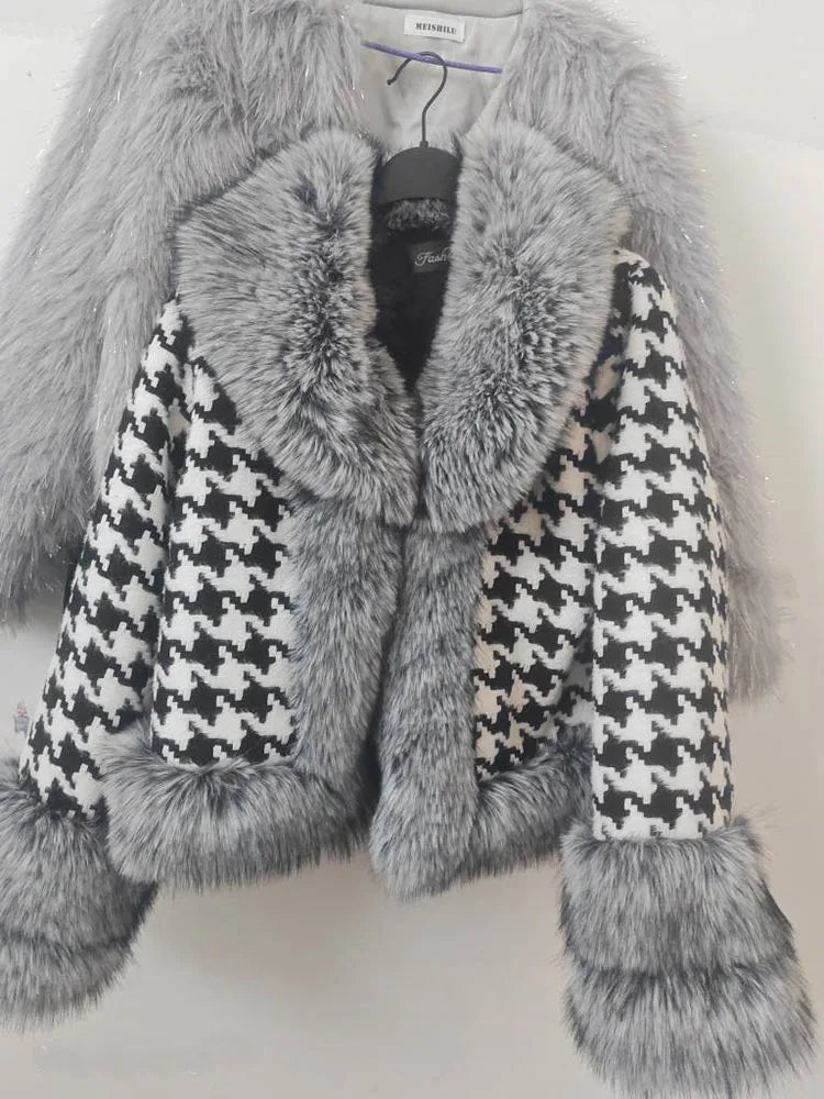 Montelle Tweed Fur Coat
