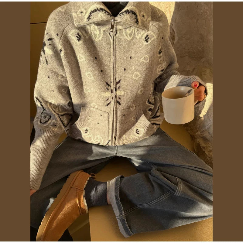 Women’s Jacquard Zip Cardigan