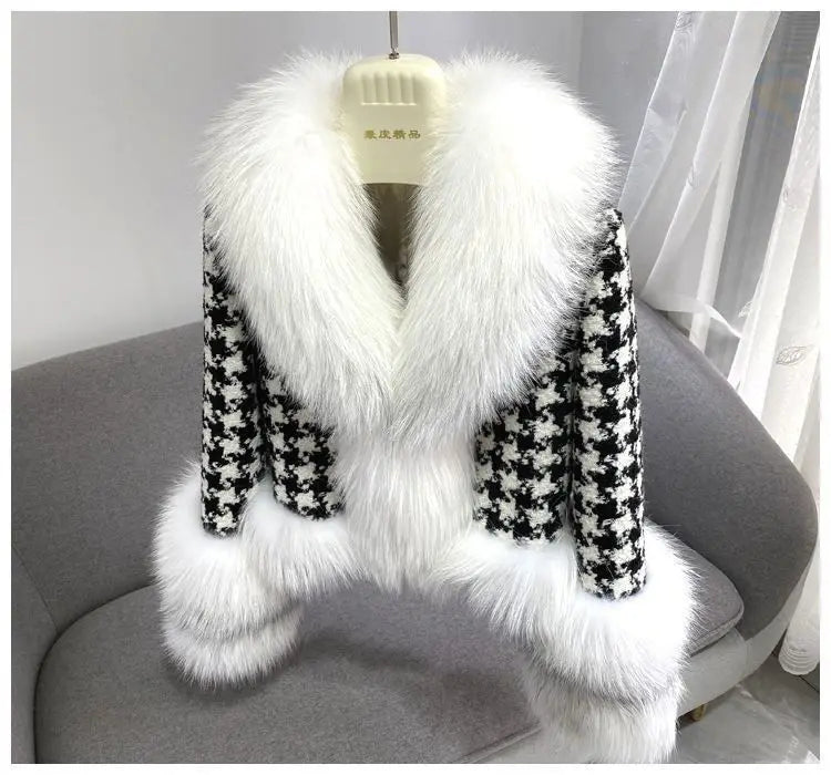 Montelle Tweed Fur Coat
