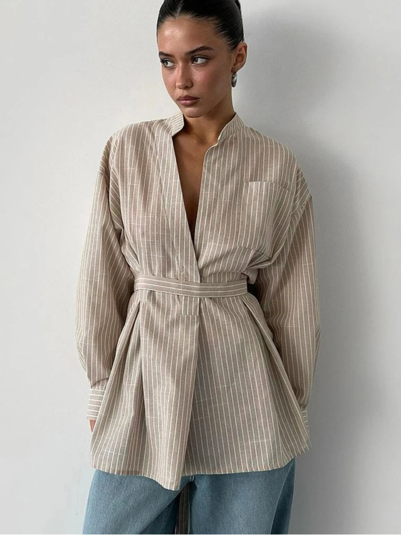 Loose Brown Stripe Shirt