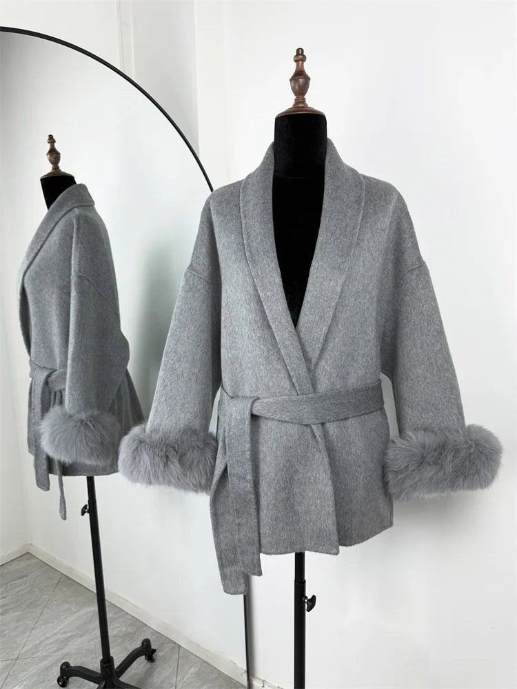 Aureline Fox Fur Wool Coat