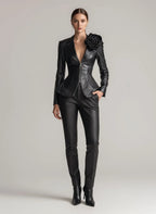 Women’s PU Leather Floral Jacket