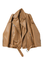 Belted Moto Faux Leather Jacket