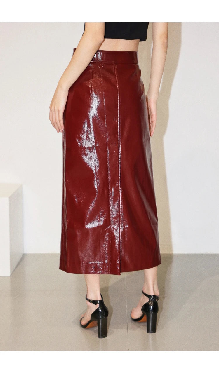 Aurora Leather Midi Skirt