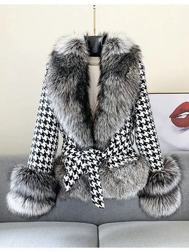 Montelle Tweed Fur Coat