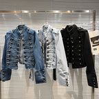 Metal Buckle Denim Short Jacket
