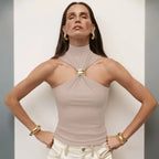 Turtleneck Knit Tank Top