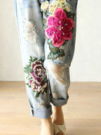 Luna Embroidered Denim Pants