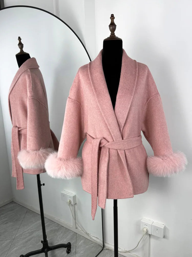 Aureline Fox Fur Wool Coat