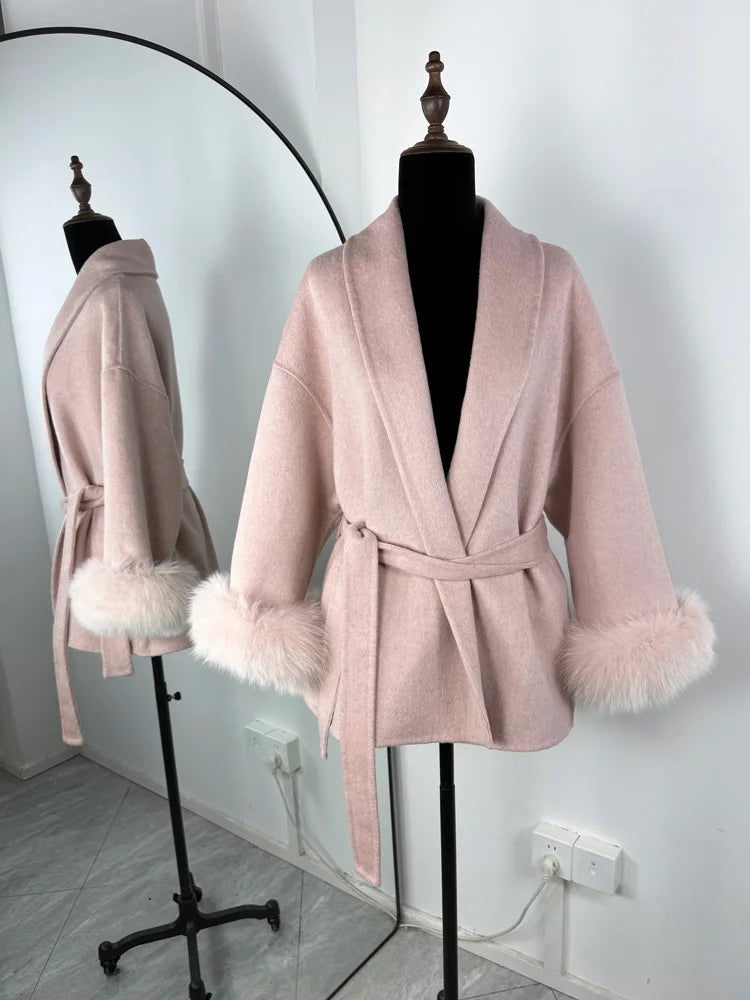 Aureline Fox Fur Wool Coat