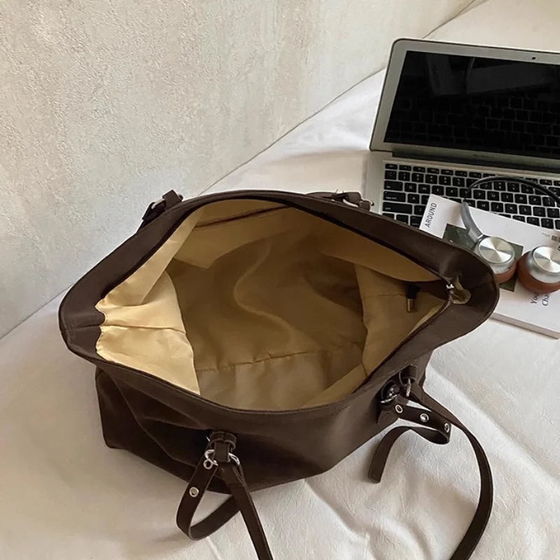 Mirella Suede Buckle Tote Bag