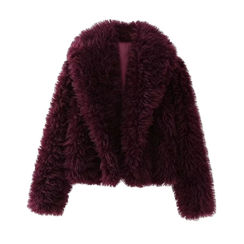 Amara Burgundy Faux Fur Cardigan