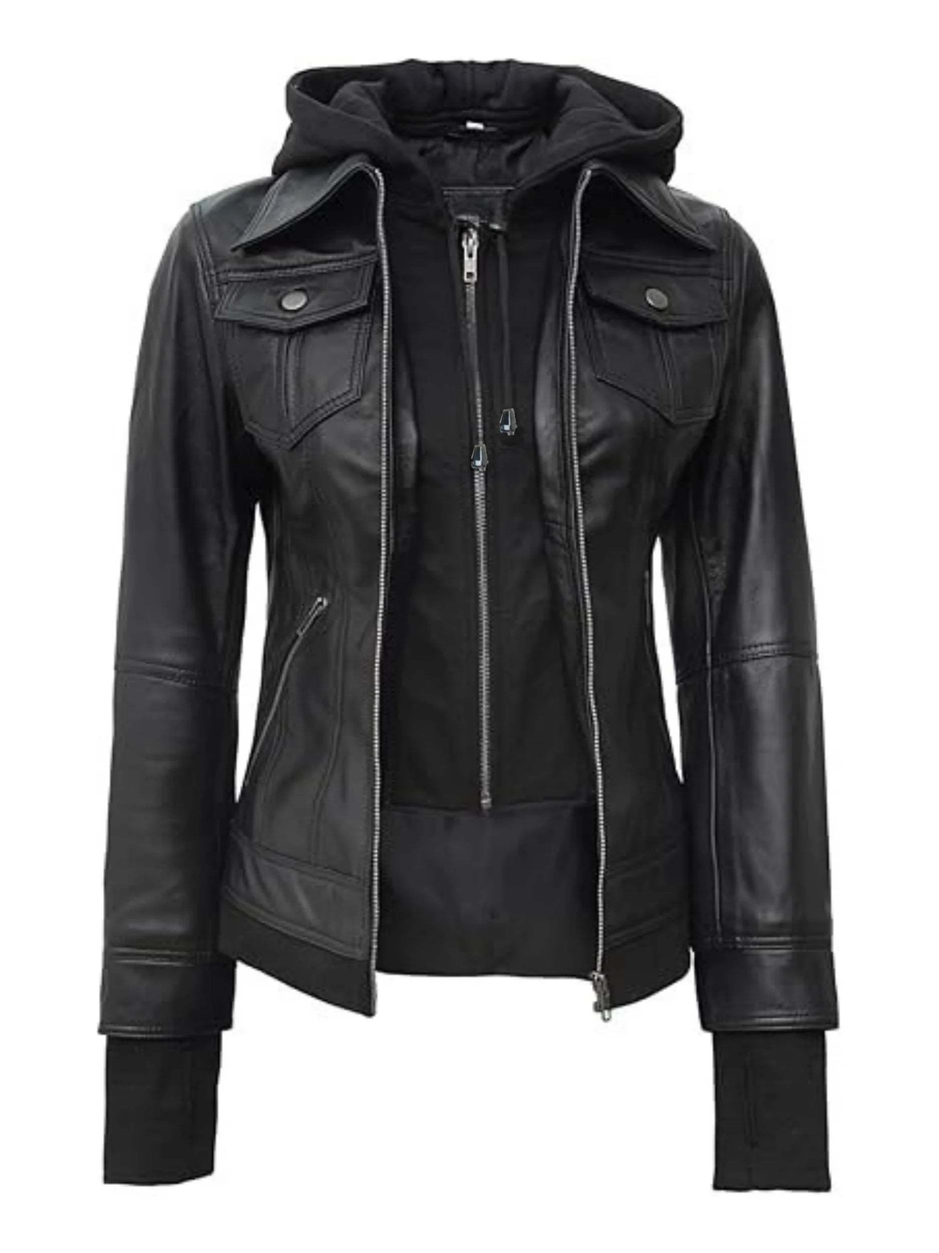 Raven Hooded Moto Jacket