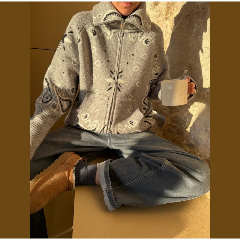 Women’s Jacquard Zip Cardigan