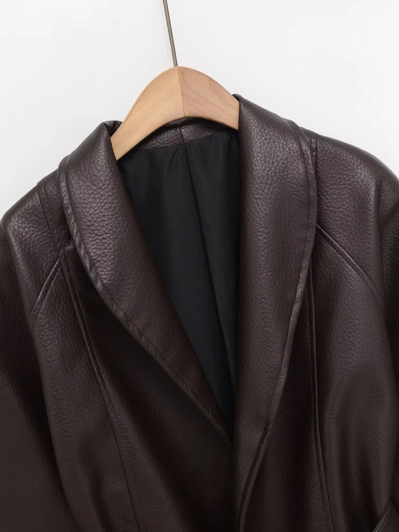 Valentina Belted PU Leather Jacket