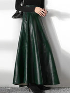 Women’s High Waist Leather Long Skirt