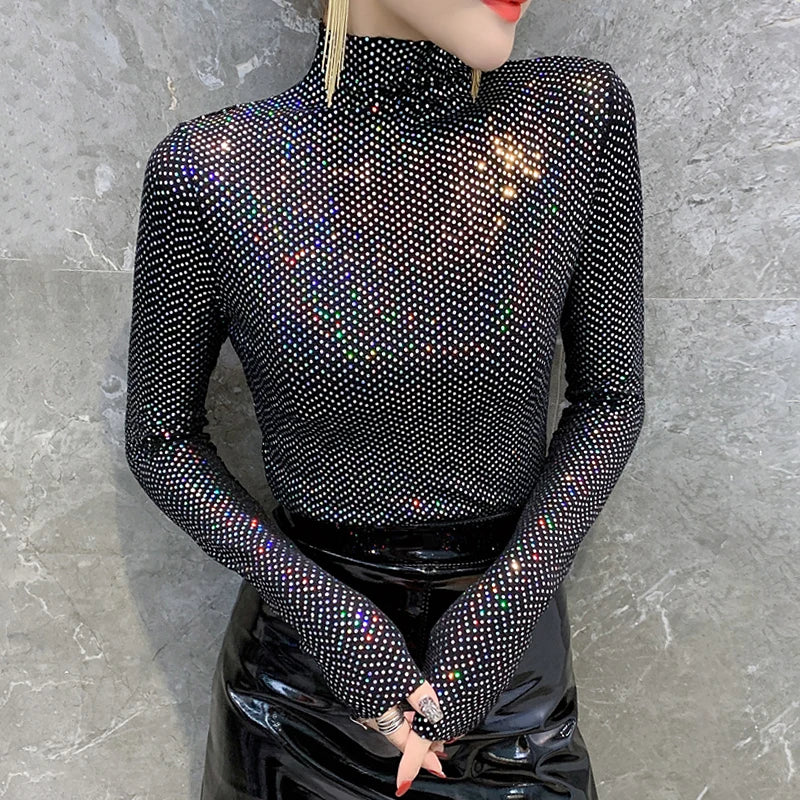 Shiny Turtleneck T-Shirt