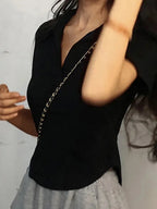 Short Sleeve Lapel Top