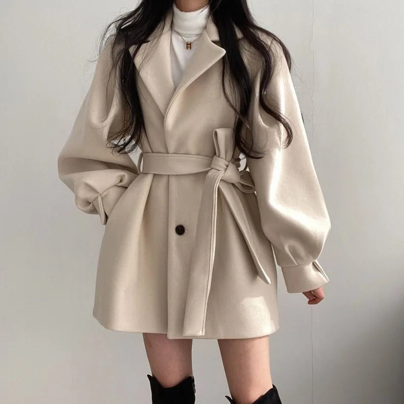 Isadora Lace-Up Wool Coat