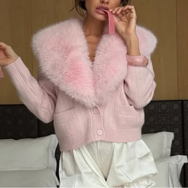 Elowen Fur Collar Cardigan