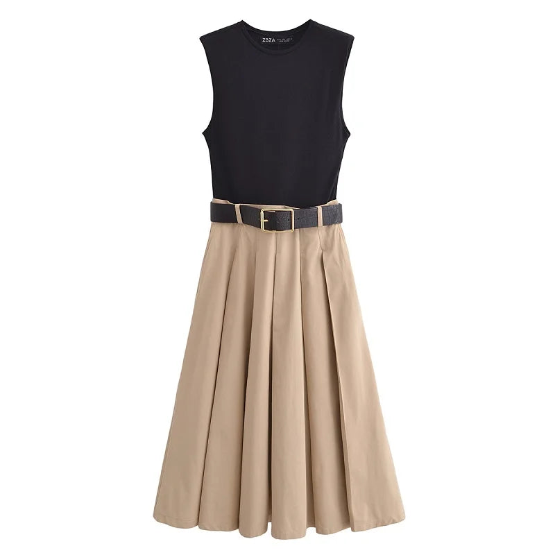 Luna Pleated Midi Dress