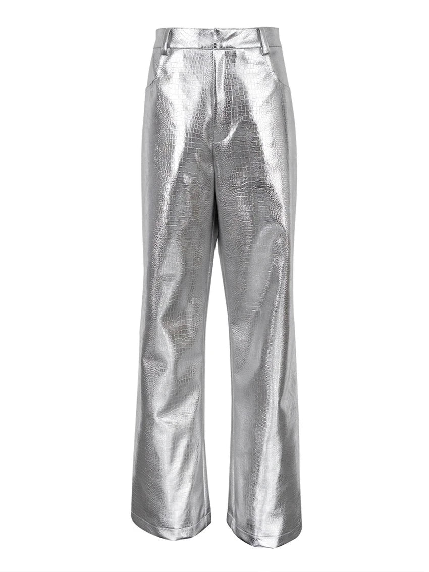 Silver Leather Pants