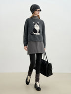 Luna Cat Jacquard Knit Sweater