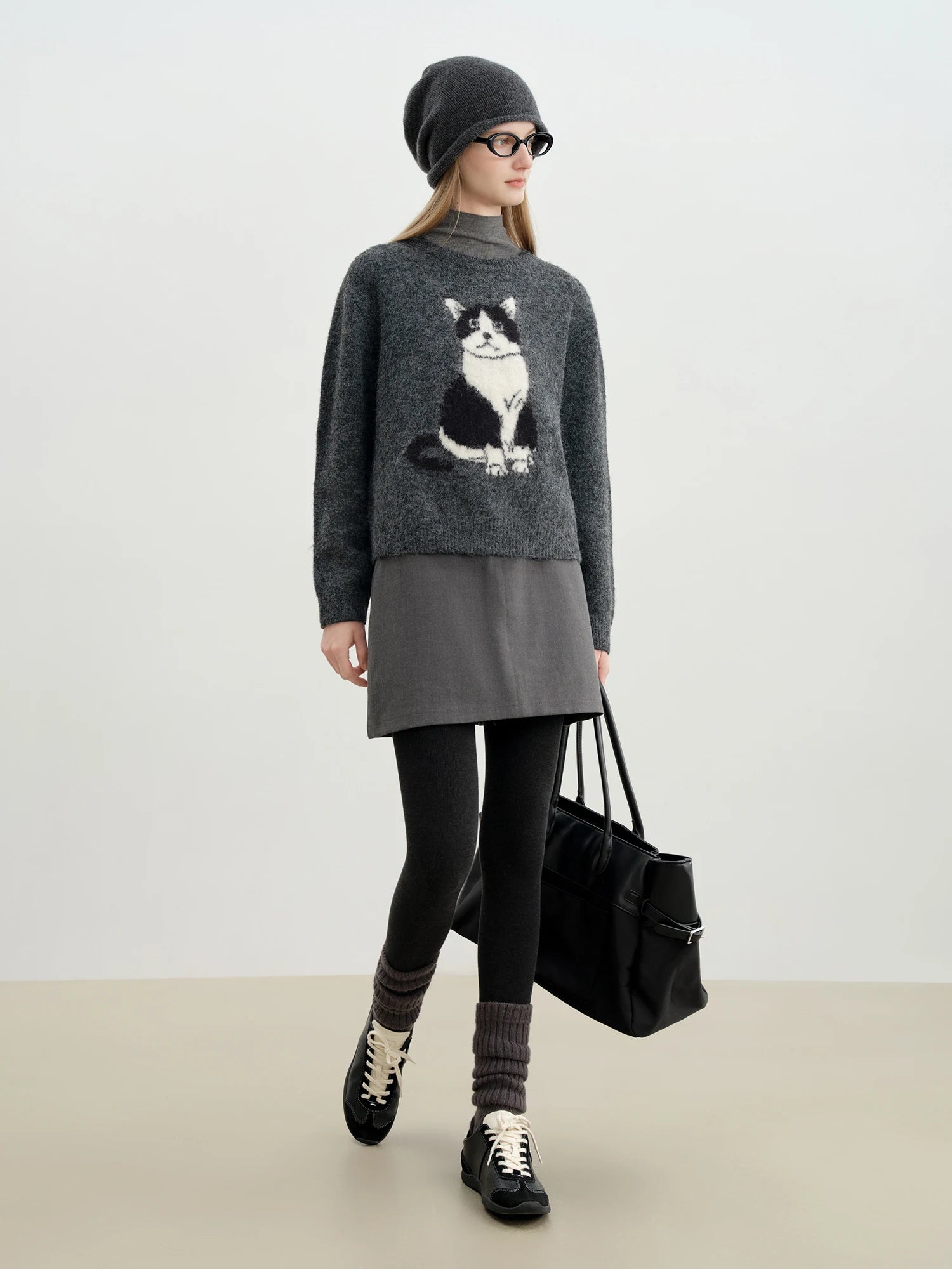 Luna Cat Jacquard Knit Sweater