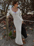 White Knit Maxi Dress