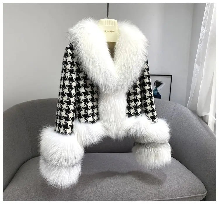 Montelle Tweed Fur Coat