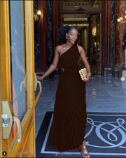 One Shoulder Pleated Dress