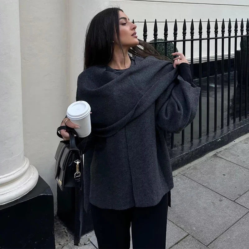 Women's Asymmetric Scarf Jacket