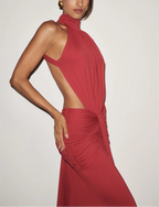 Women’s Backless Turtleneck Maxi Dress