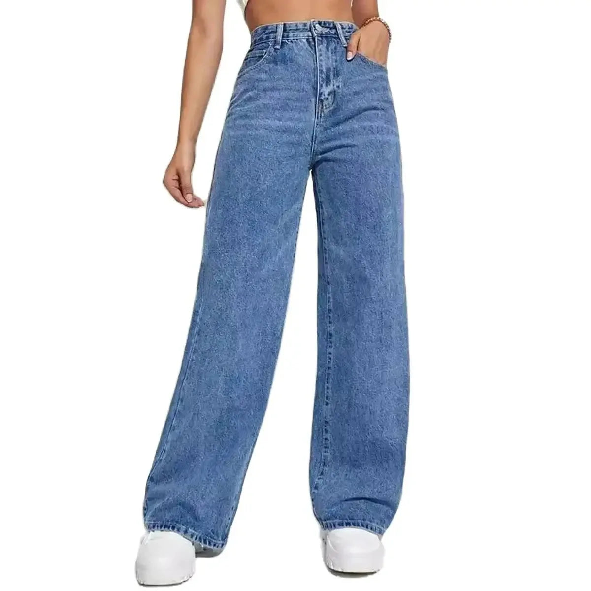 High-Waist Baggy Straight Jeans