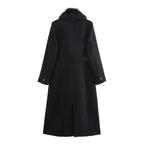 Amelie Belted Fur-Collar Coat