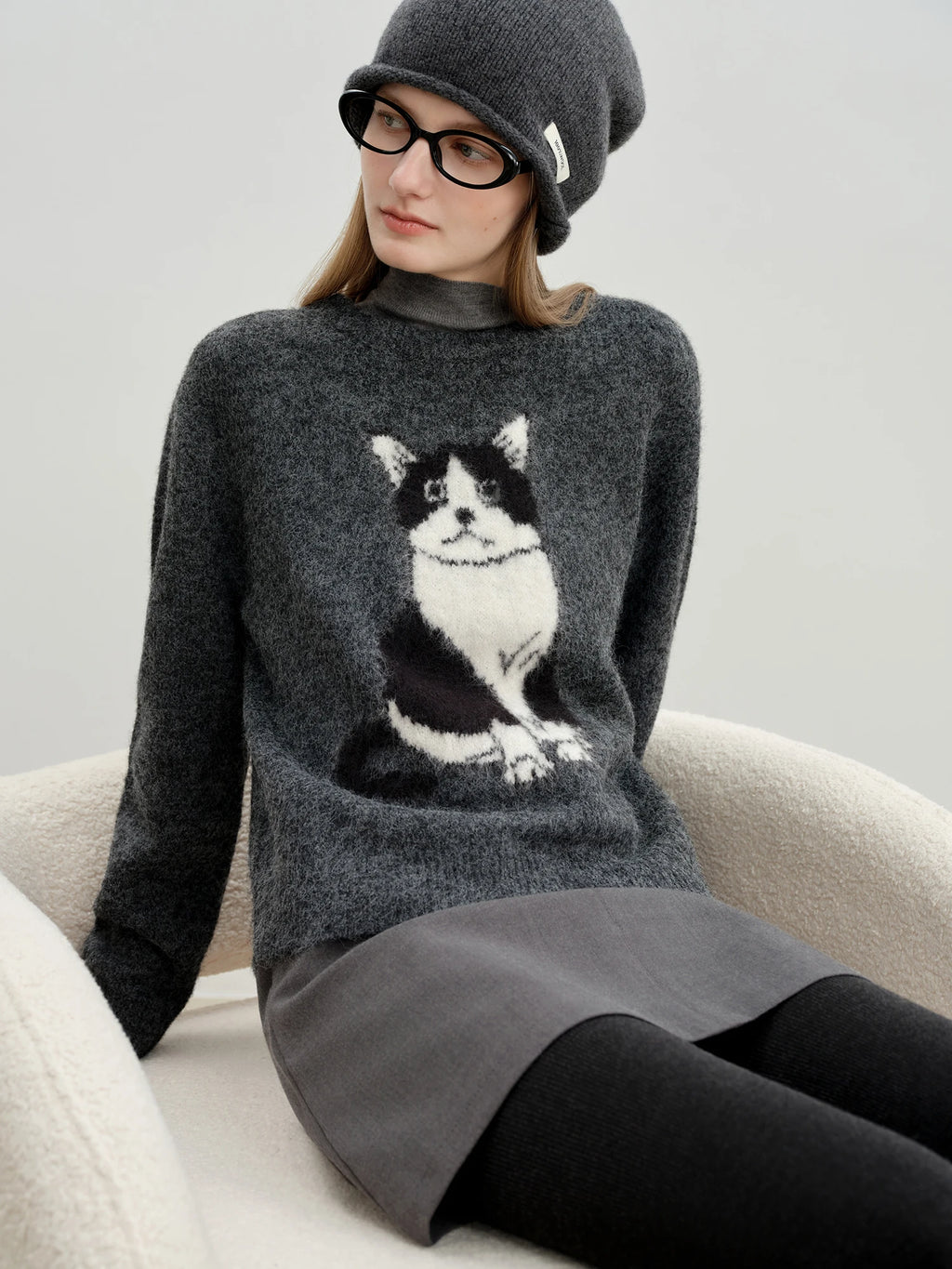 Luna Cat Jacquard Knit Sweater