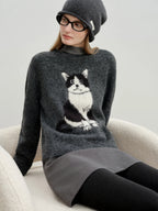 Luna Cat Jacquard Knit Sweater