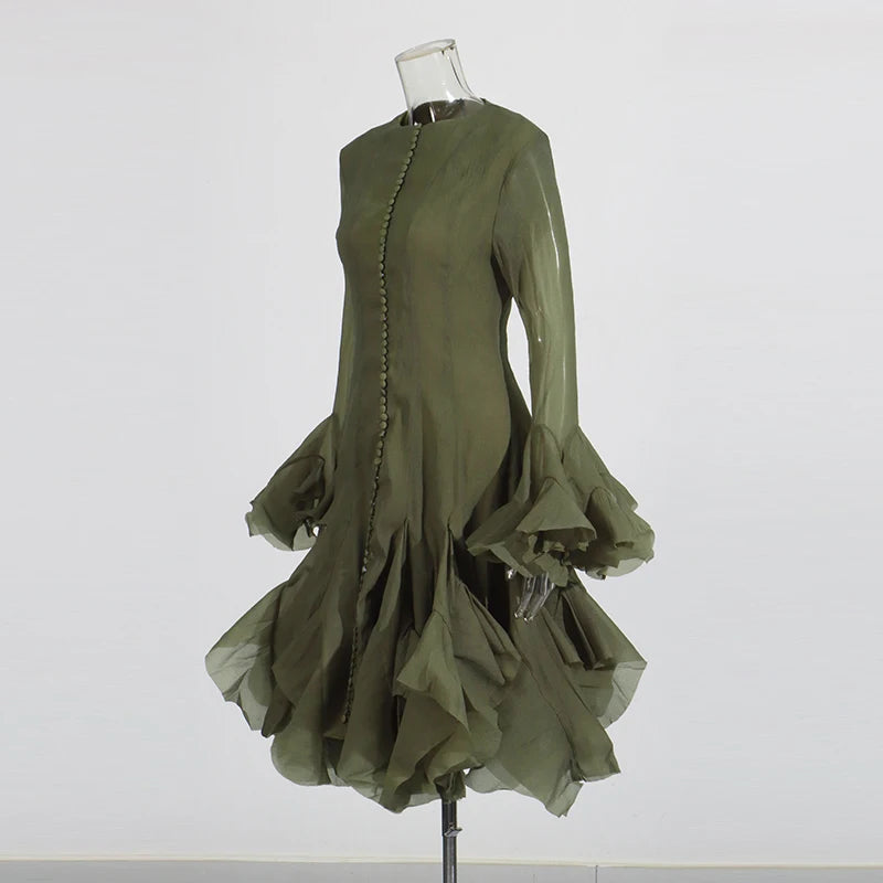 Women’s High Waist Ruffle Dress