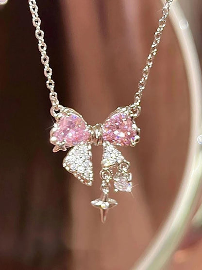 Sweet Pink Bow Necklace