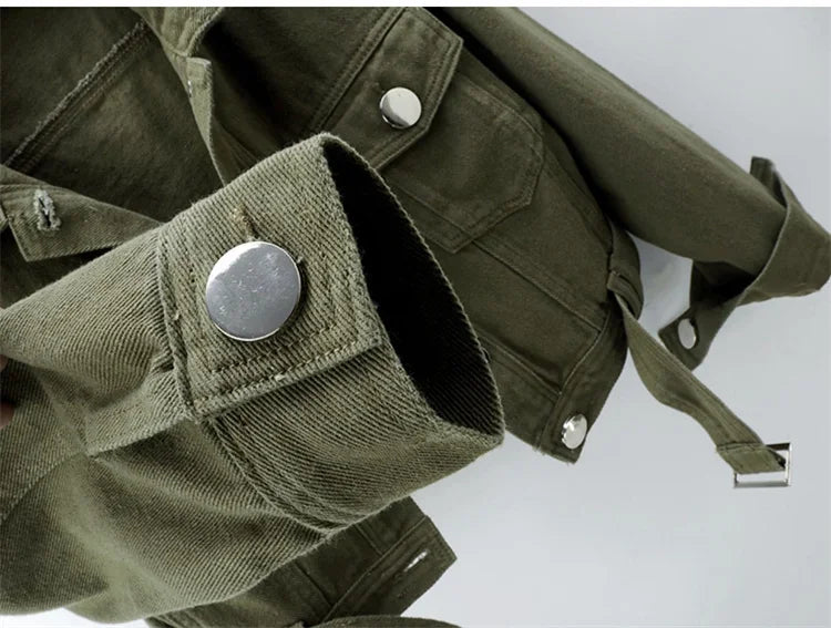 Women’s Army Green Denim Jacket