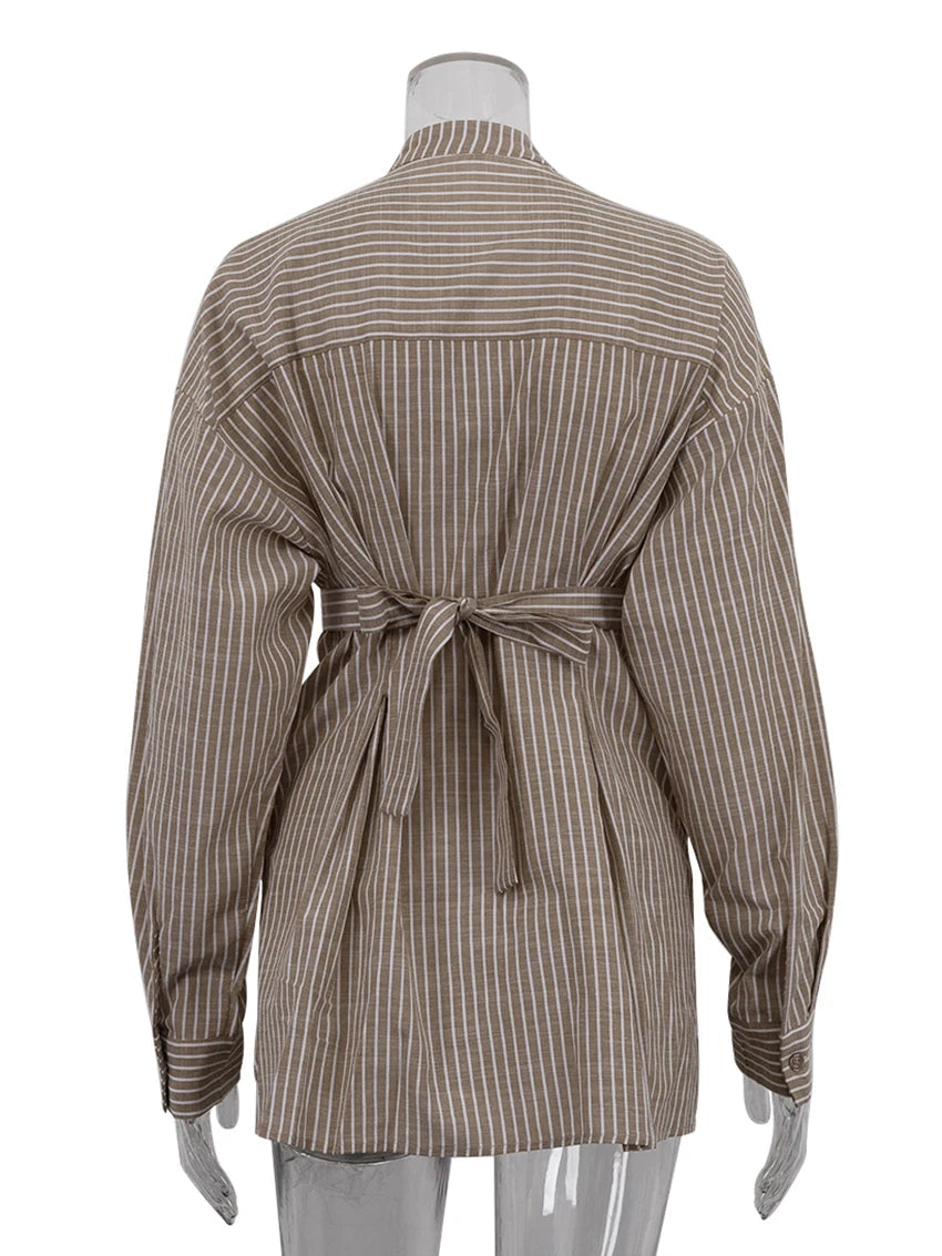 Loose Brown Stripe Shirt