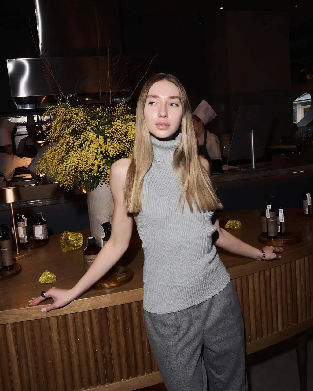 Women’s Backless Knit Turtleneck Vest