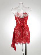 Women’s Strapless Lace Evening Dress