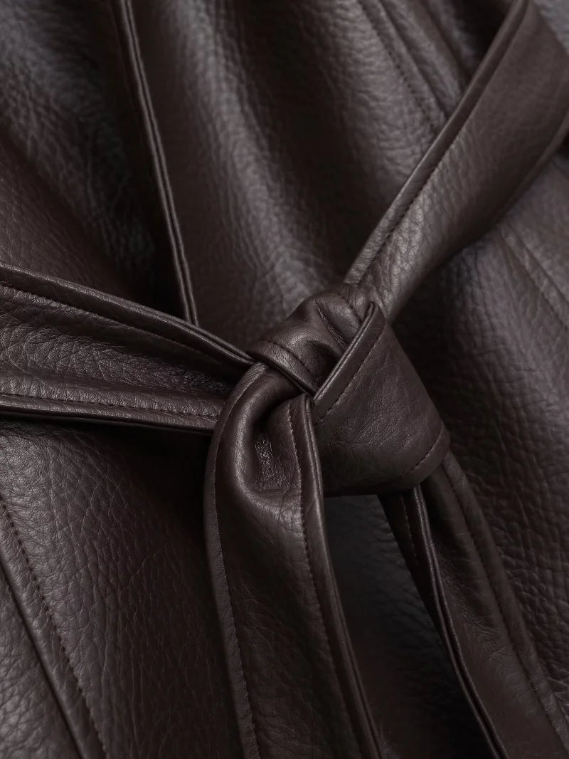 Valentina Belted PU Leather Jacket