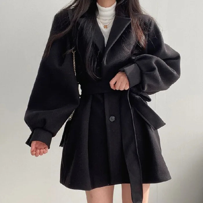 Isadora Lace-Up Wool Coat